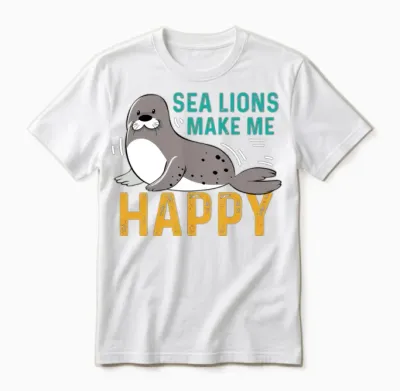 Sea Lions Happy Marine Biologist Gift Unisex T-Shirt - White