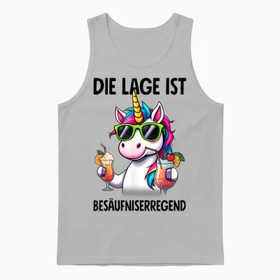 Die Lage Ist Besäufniserregend Mit Einhorn T-Shirt - Unisex - Weiß - S - Kurzarm - T-Shirt - Cartoon - Frühling, Sommer Unisex Tank Top - Ash