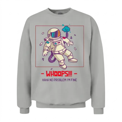 Astronaut Cartoon Art Unisex Sweatshirt - Ash