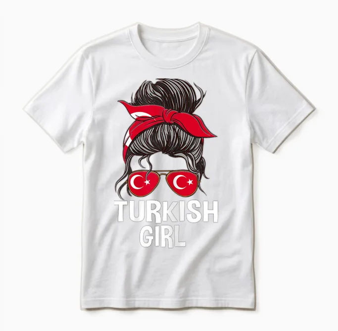 Lunettes De Soleil Pour Femme Avec Cheveux Désordonnés Motif Drapeau Turc Unisex T-Shirt in White