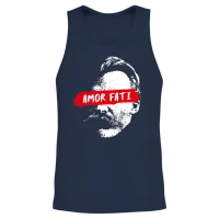 Friedrich Nietzsche with Eye Cover Amor Fati Unisex Tank Top - Navy – 2
