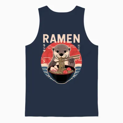 Otter Ramen Japanese Noodles Kawaii Anime Otter T-Shirt, Black, S Unisex Tank Top - Navy