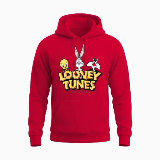 Kids Looney Tunes Group Camiseta T-Shirt, Black, 2 Unisex Hoodie - Red