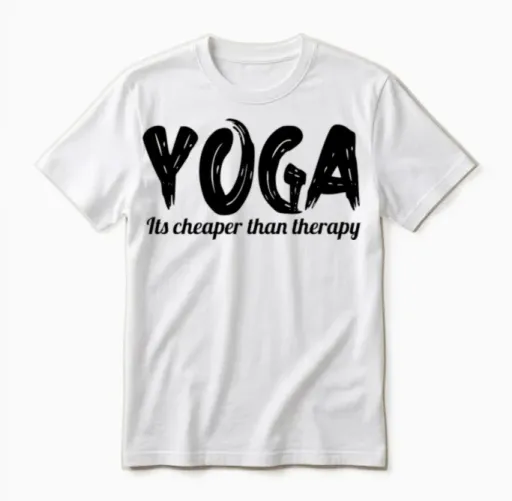 Yoga Its Cheaper Than Therapy Unisex T-Shirt in White