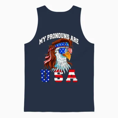 My Pronouns Are Usa Eagle American Unisex Tank Top - Navy