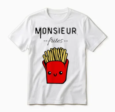 Funny Mr Fries Gift Potato Fast Food Humour T-Shirt, Grey, S Unisex T-Shirt - White