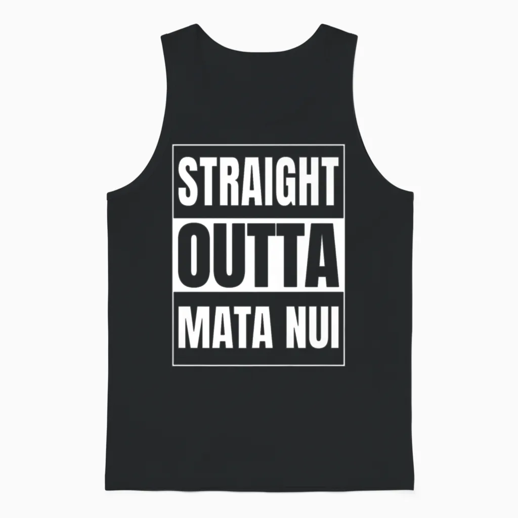 Straight Outta Mata Nui Etymology Unisex Tank Top in Black
