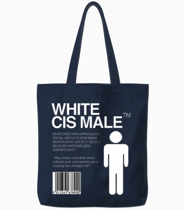 White Cis Male Tote Bags in Navy
