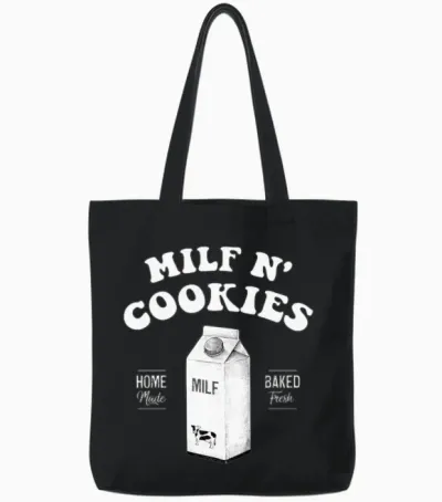 Milf N Cookies Stay at Home Milf Funny Milf Mom Tote Bags - Black