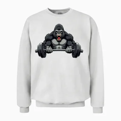 Gorilla, Beast, Body Builder Unisex Sweatshirt - White