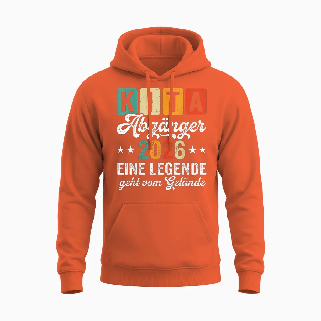 Kita Abgänger 2026 Eine Legende Geht Vom Gelände Retro Junge Unisex Hoodie in Orange