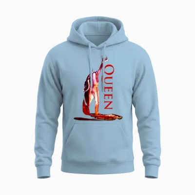 Queen Official Crown Colour T-Shirt, Black Unisex Hoodie - Light Blue