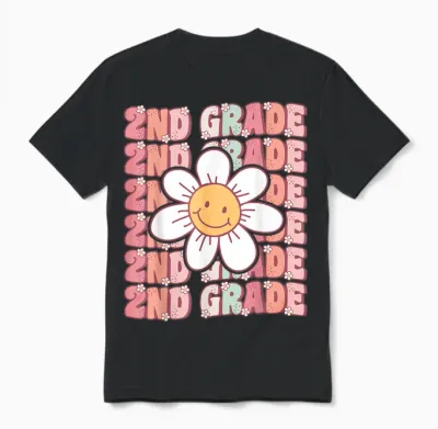 Groovy 2nd Grade Back to School First Day of Second Grade Unisex T-Shirt - Black