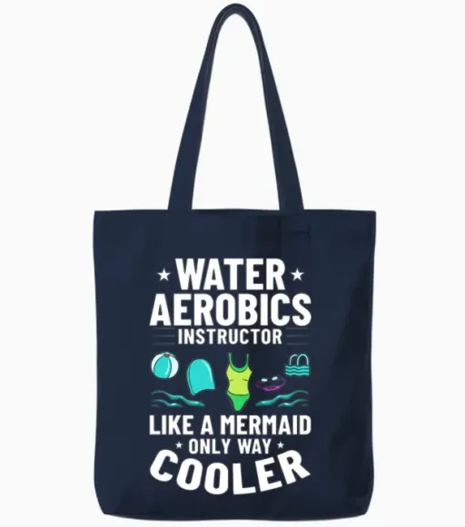 Water Aerobic Aqua Aquafit Fitness Workout Tote Bags in Navy