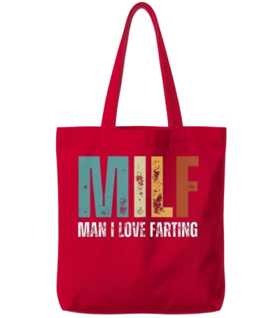 Milf Man I Love Farting Funny Retro Men Dad Humor Tote Bags - Red