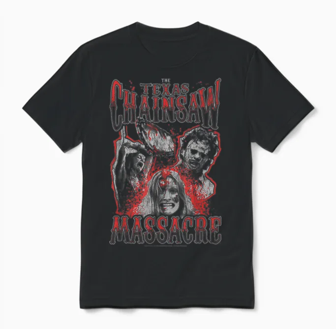 The Texas Chainsaw Massacre Blood Splatter Collage Horror Unisex T-Shirt in Black