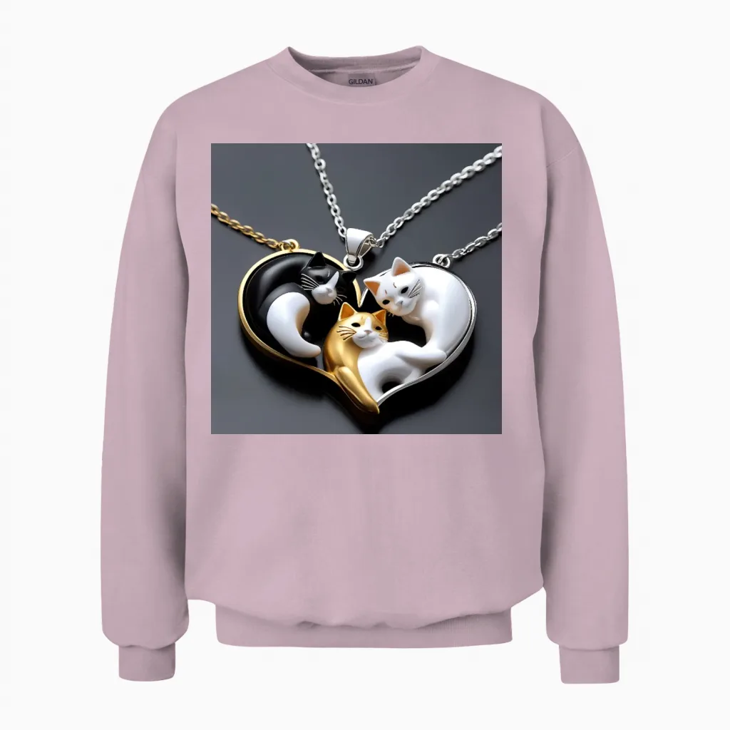 Pendentif Chat En Argent Chat Unisex Sweatshirt in Light Pink
