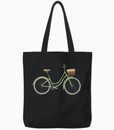 Bicycle Retro Tote Bags - Black