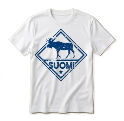 Elk Moose Suomi Finland Finnish Language Unisex T-Shirt - White