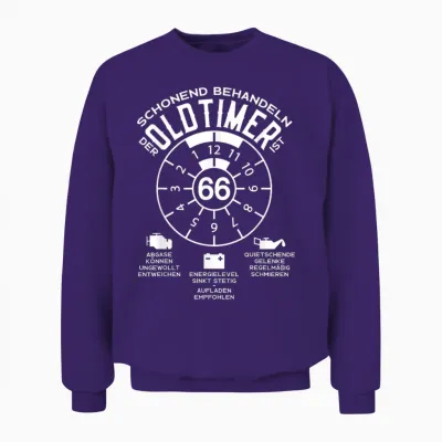 66 Jahre Schonend Treatment Oldtimer 66. Geburtstag T-Shirt, Black Unisex Sweatshirt - Purple
