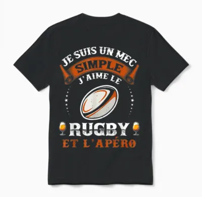 J'aime Le Rugby Et L'apéro Original Idea Rugbyman Humour Unisex T-Shirt - Black
