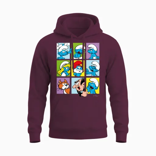 The Smurfs Gift Tiles Unisex Hoodie in Maroon