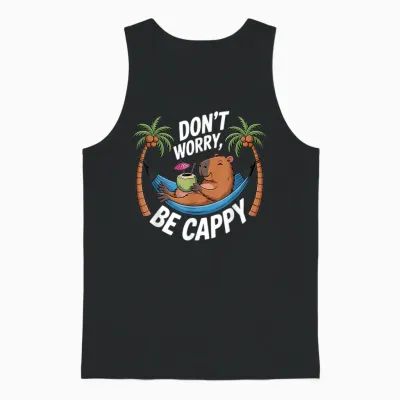 Dont Worry Capybara Nightgown Pyjamas Capybara Unisex Tank Top - Black