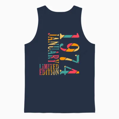 50th Birthday Original January 1974 Unisex Tank Top - Navy