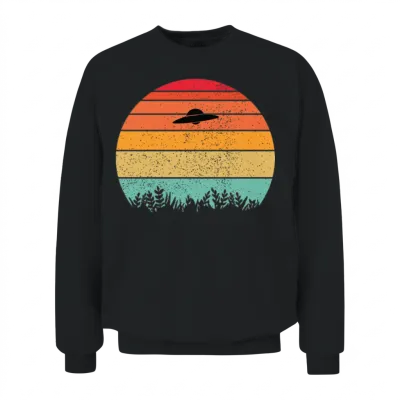Ufo Retro Sunset Unisex Sweatshirt - Black
