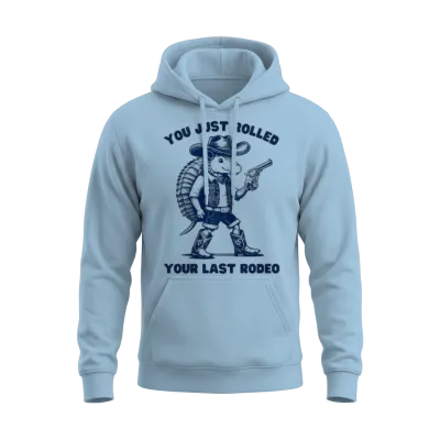 Funny Armadillo Cowboy Design Unisex Hoodie - Light Blue
