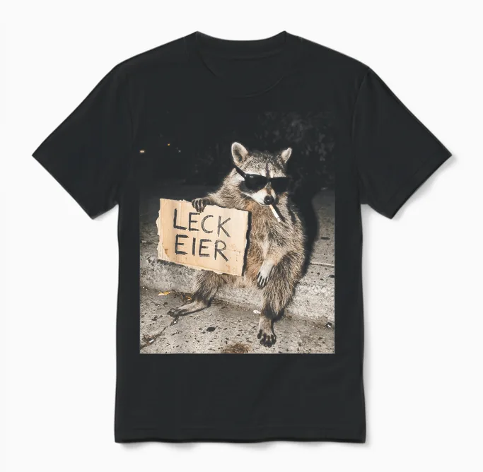 Leck Eier Lustiger Waschbär Mit Frecher Haltung Unisex T-Shirt in Black