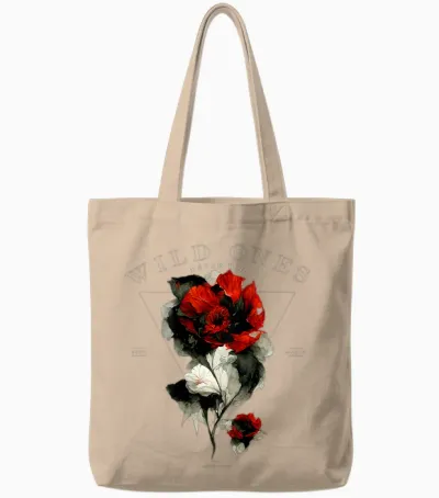 Backprint Streetwear Mode Fashion Damen Herren Retro Rose Tote Bags - Natural