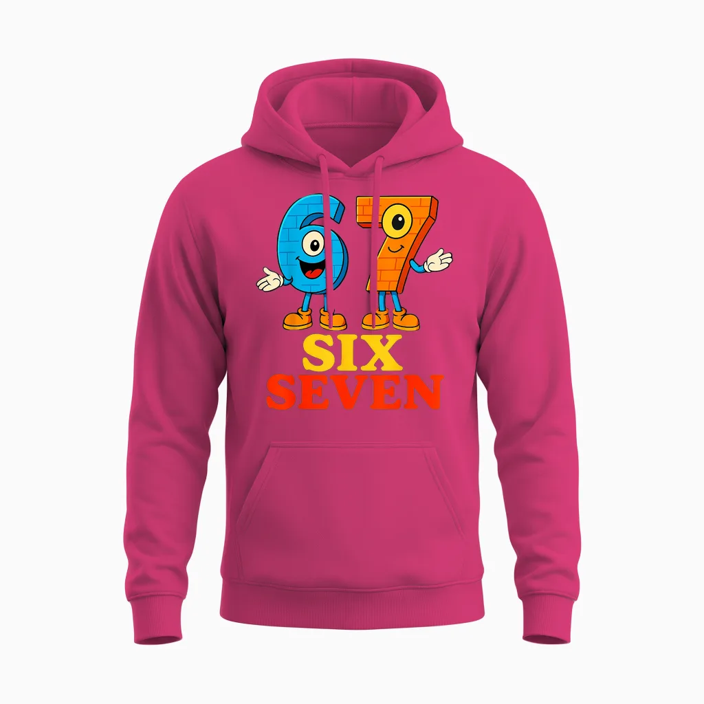67 Six Seven 6-7 Funny Italian Brainrot Funny Game Meme For Unisex Hoodie in Heliconia