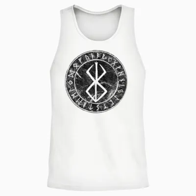 Rune Berserker Viking Symbol Futhark T-Shirt, Grey, S Unisex Tank Top - White