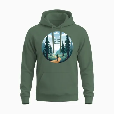 Hike More Clear Your Thoughts - Hiking Unisex Hoodie - Military Green
