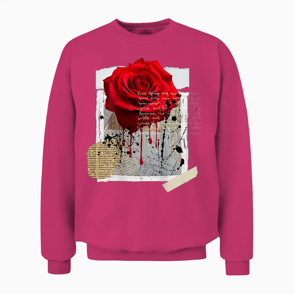 Streetwear Graphic Dark Floral Urban Aesthetic, Mens Fashion Unisex Sweatshirt in Heliconia
