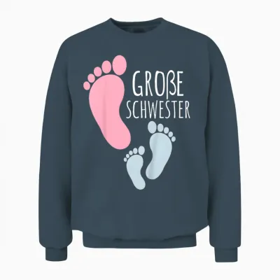 Kinder Große Schwester Kleiner Bruder Fußabdrücke Große Schwester Unisex Sweatshirt - Dark Heather