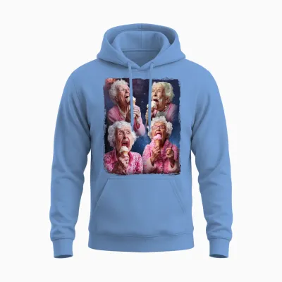 Embarrassing Old Ladies Meme Grandma Grandmother Grandma Licking Ice Cream Unisex Hoodie - Carolina Blue