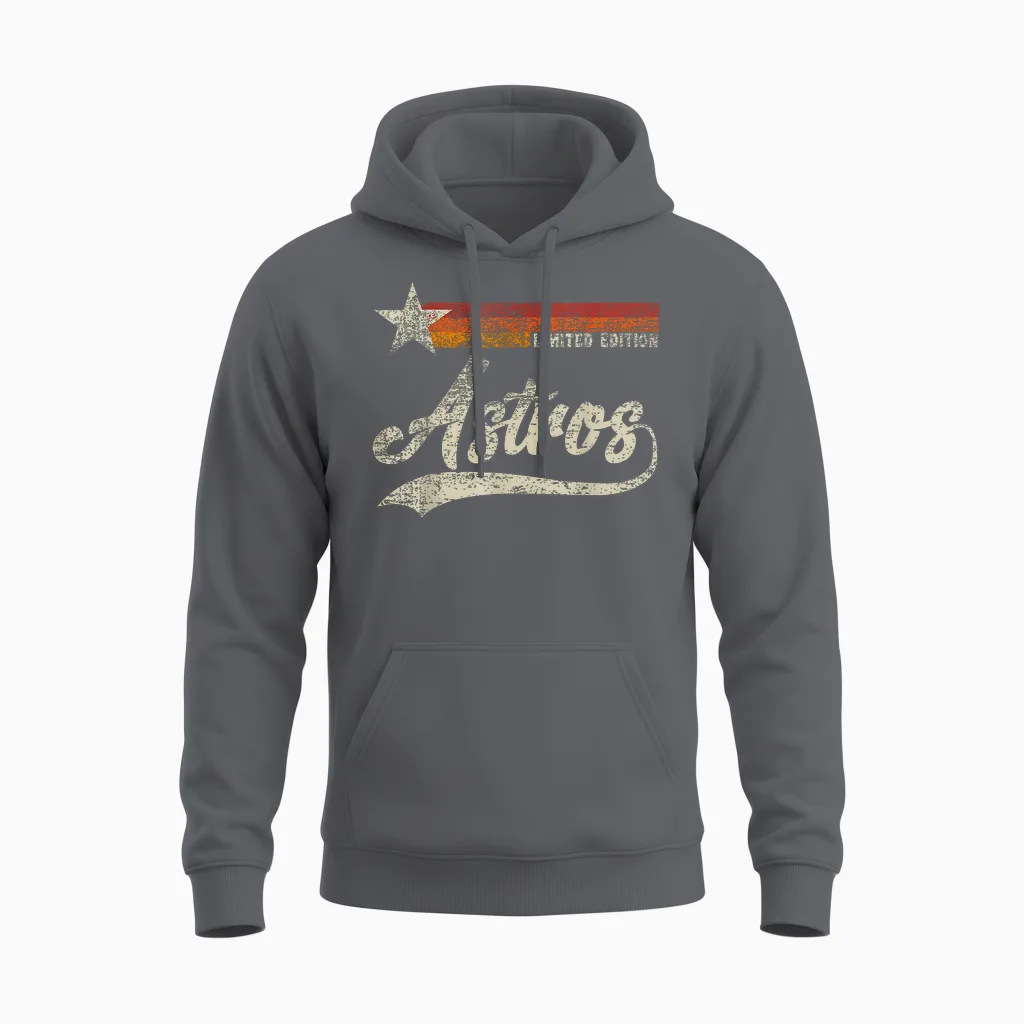 Vintage Astros Retro Style 70s 80s First Name Unisex Hoodie in Charcoal