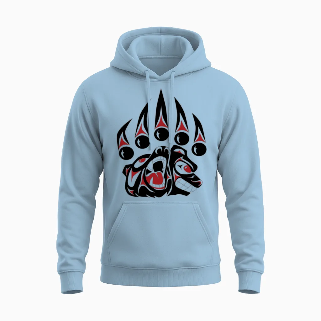 Native American Bear Claw Gift Unisex Hoodie in Light Blue