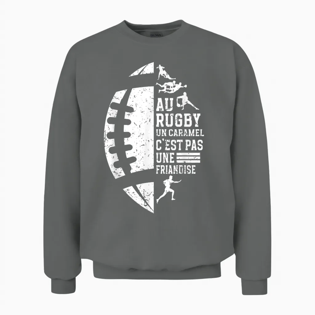 Funny Rugby Caramel It's Not a Sporty Treat T-Shirt, Black, S Unisex Sweatshirt in Graphite Heather