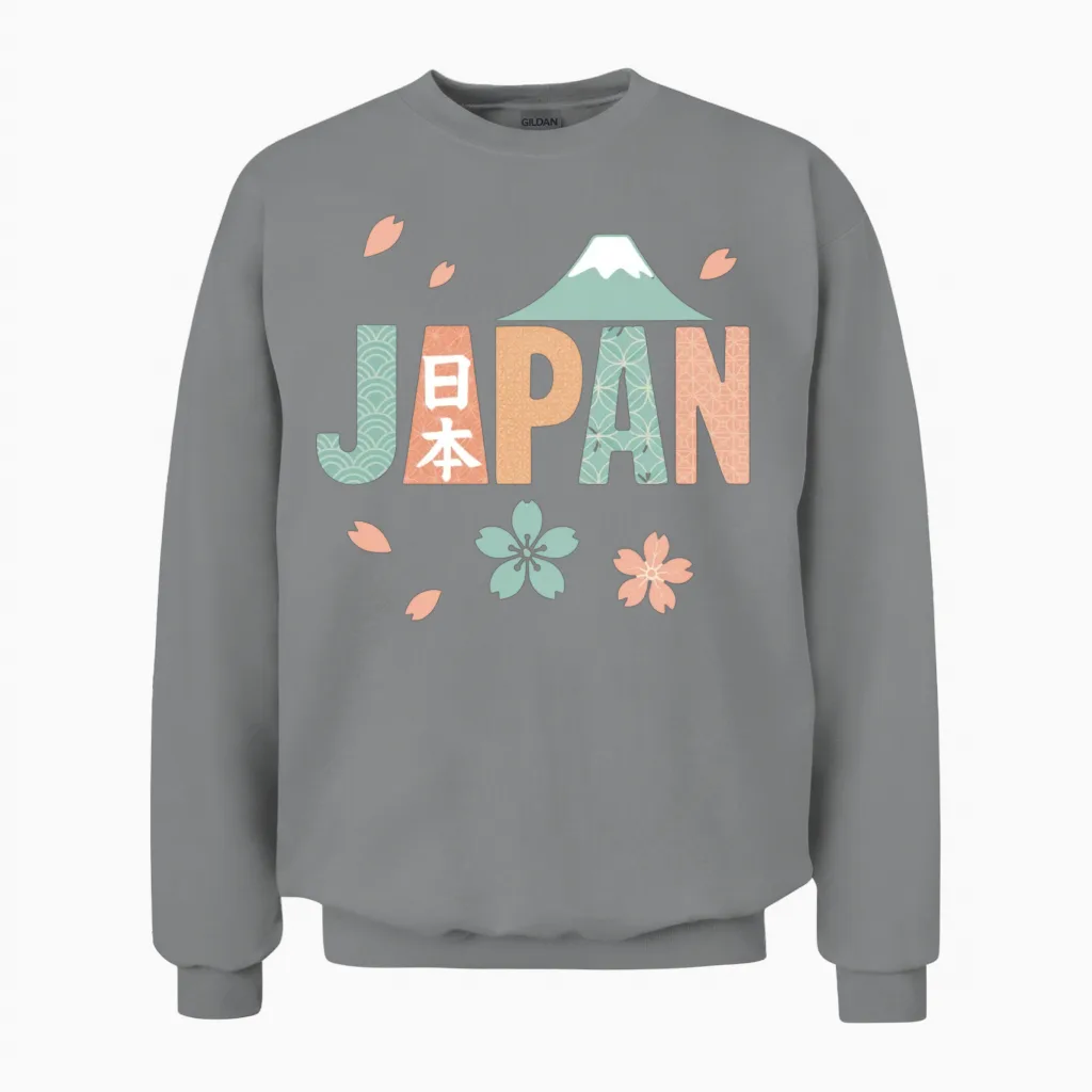 Japan - Mt. Fuji Meets Wagara Unisex Sweatshirt in Sport Grey