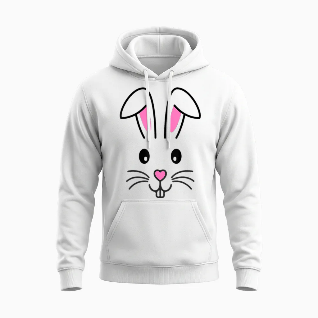 Easter Bunny Face Easter Bunny Face Easter Outfit Cute T-Shirt, White Unisex Hoodie in White