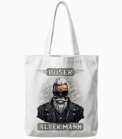 Böser Alter Mann Herren Motorrad Biker Sarkasmus Tote Bags - White