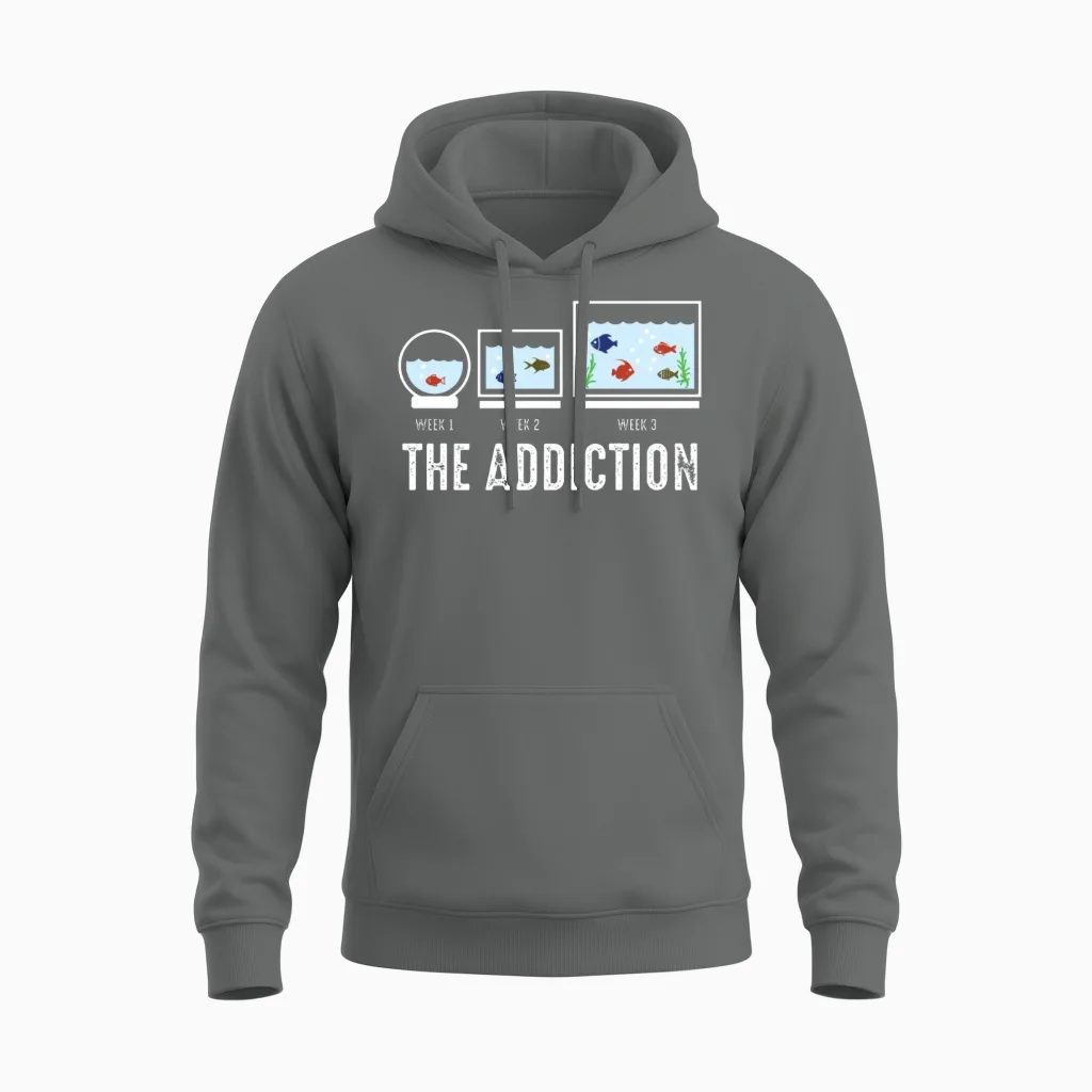 Aquarium Fun Aquarist Tank Addiction Fish Keeping Unisex Hoodie in Graphite Heather