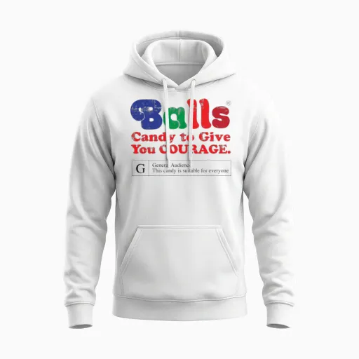 Vintage Balls Candy to Give You Courage Unisex Hoodie in White