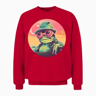 Style Frog Lovers Retro Unisex Sweatshirt - Red