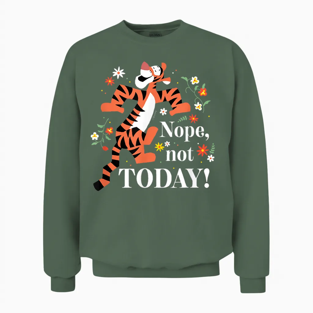 Winnie the Pooh - Tigger Nope Not Today Unisex Sweatshirt in Military Green
