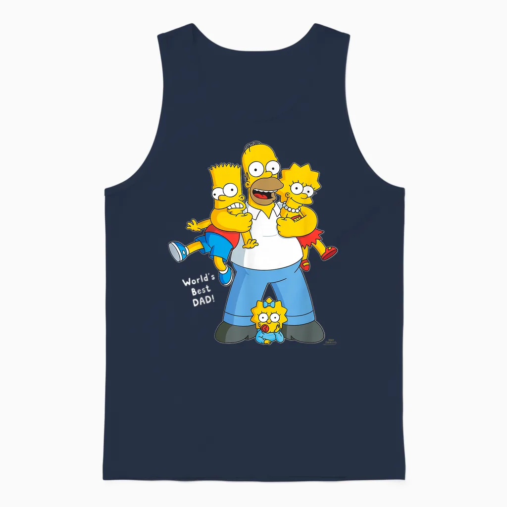 The Simpsons Homer Simpson World's Best Dad Father's Day Unisex Tank Top in Navy