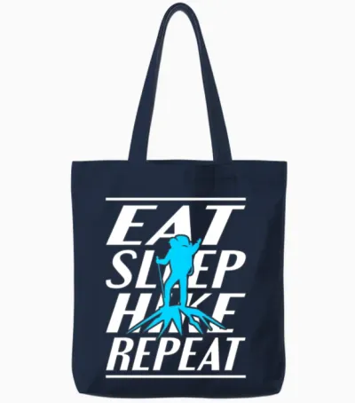 Eat Sleep Hike Tote Bags - Navy